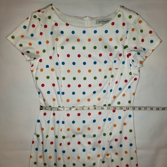 Shabby Apple white sheath dress with multi color polka dots size 6 - Picture 3 of 9